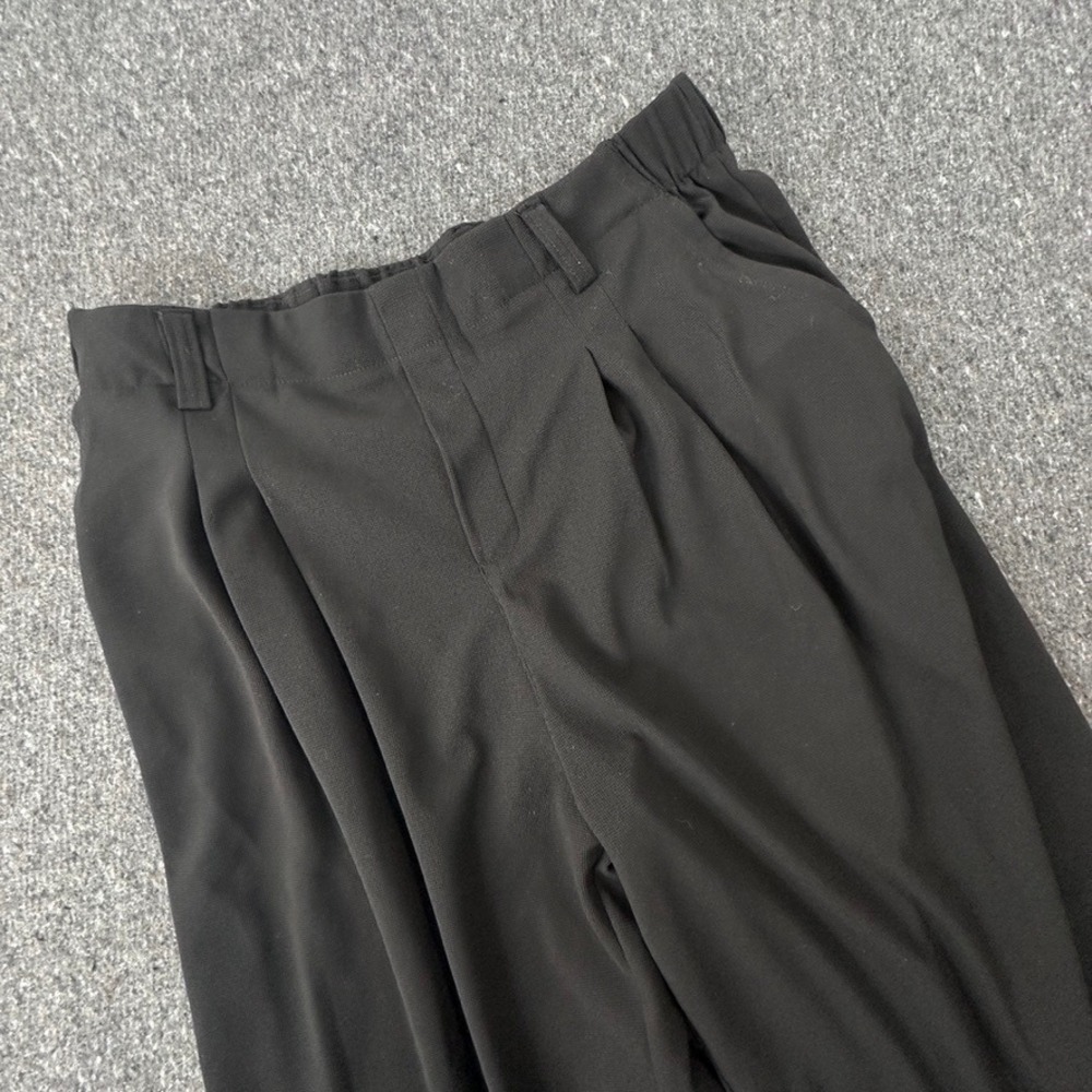 Halara Pants Women XL Black Wide Leg Pleated Waffle Knit High Waisted Flowy
